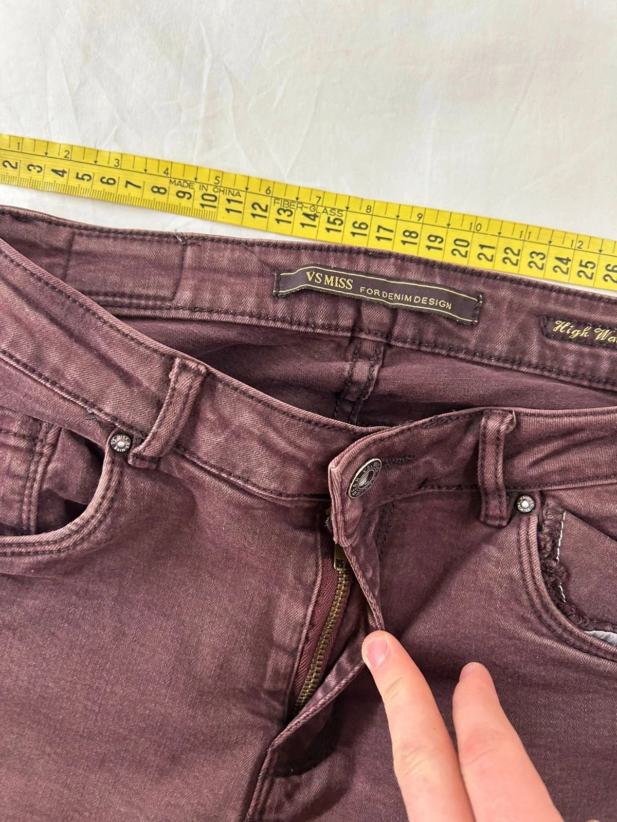 Rode wijnrode vintage hoge taille jeans van Vs. Miss – photo 7